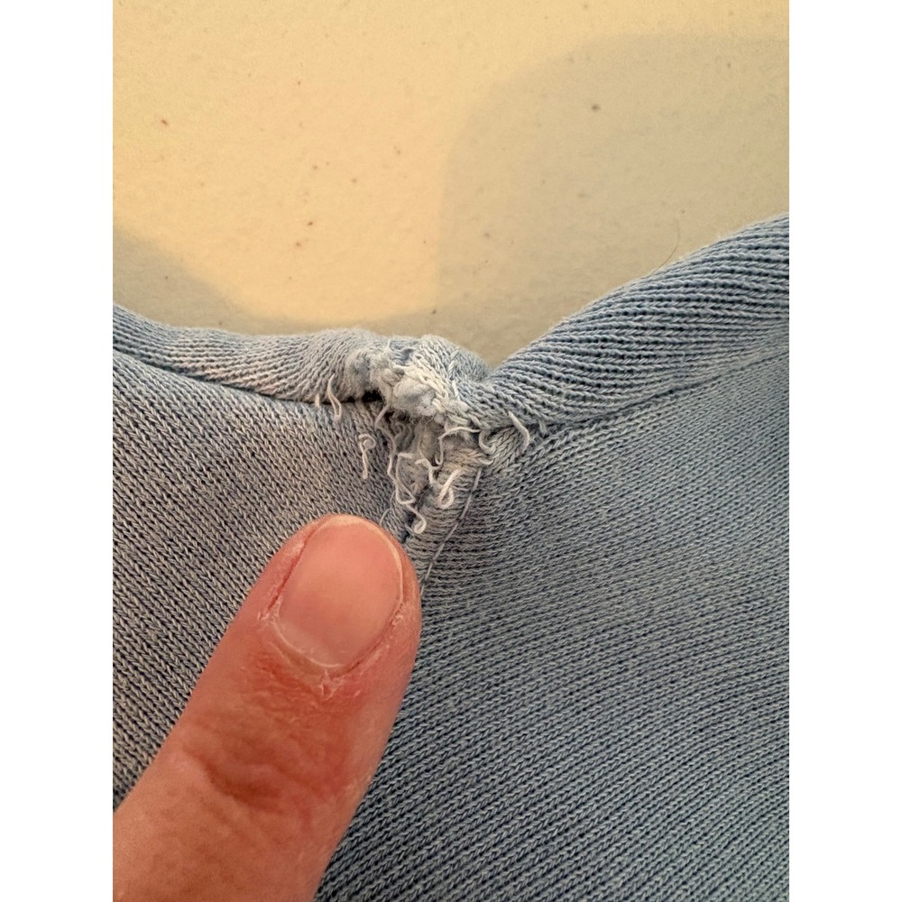 VTG Authentic Pigment Goofy Embroidered Hoodie Blue Pigment Dyed Ringspun Cotton - Picture 8 of 9